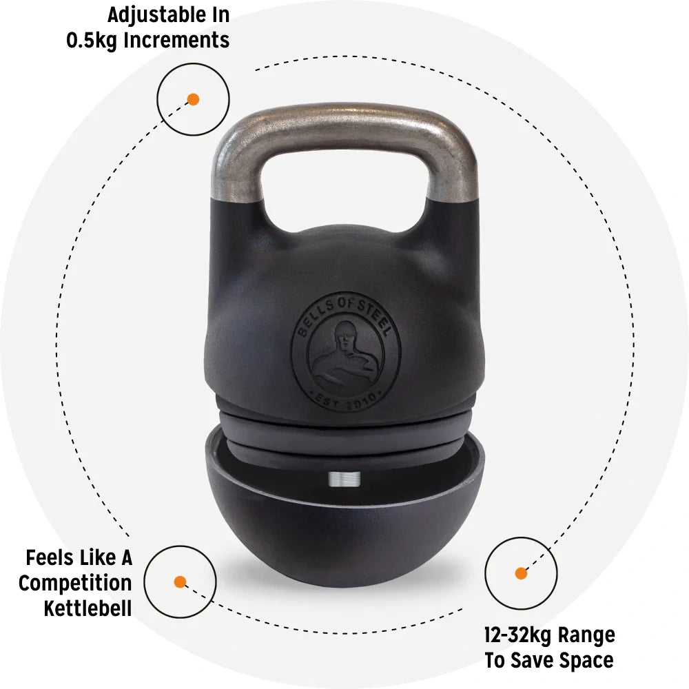 Kettlebell réglable de style compétition de 12 à 32 kg