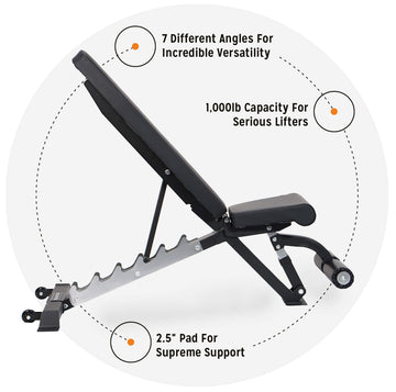 Flat / Incline / Decline Weight Bench – Commercial 3.0